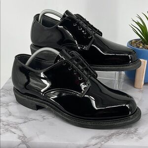 CAPPS Black Hi Gloss Shine Patent Leather Lace‎ Up Oxfords Dress Shoes Uniform